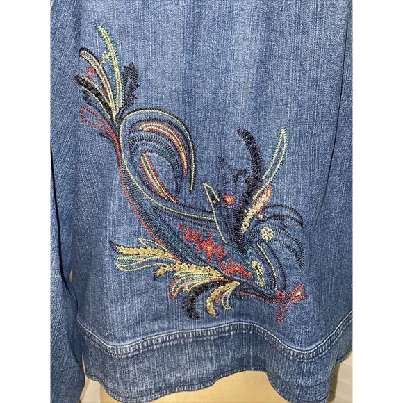 Marsh Landing Women’s Jean Jacket Denim Embroidery Sequins Beading Size Large - Picture 4 of 8
